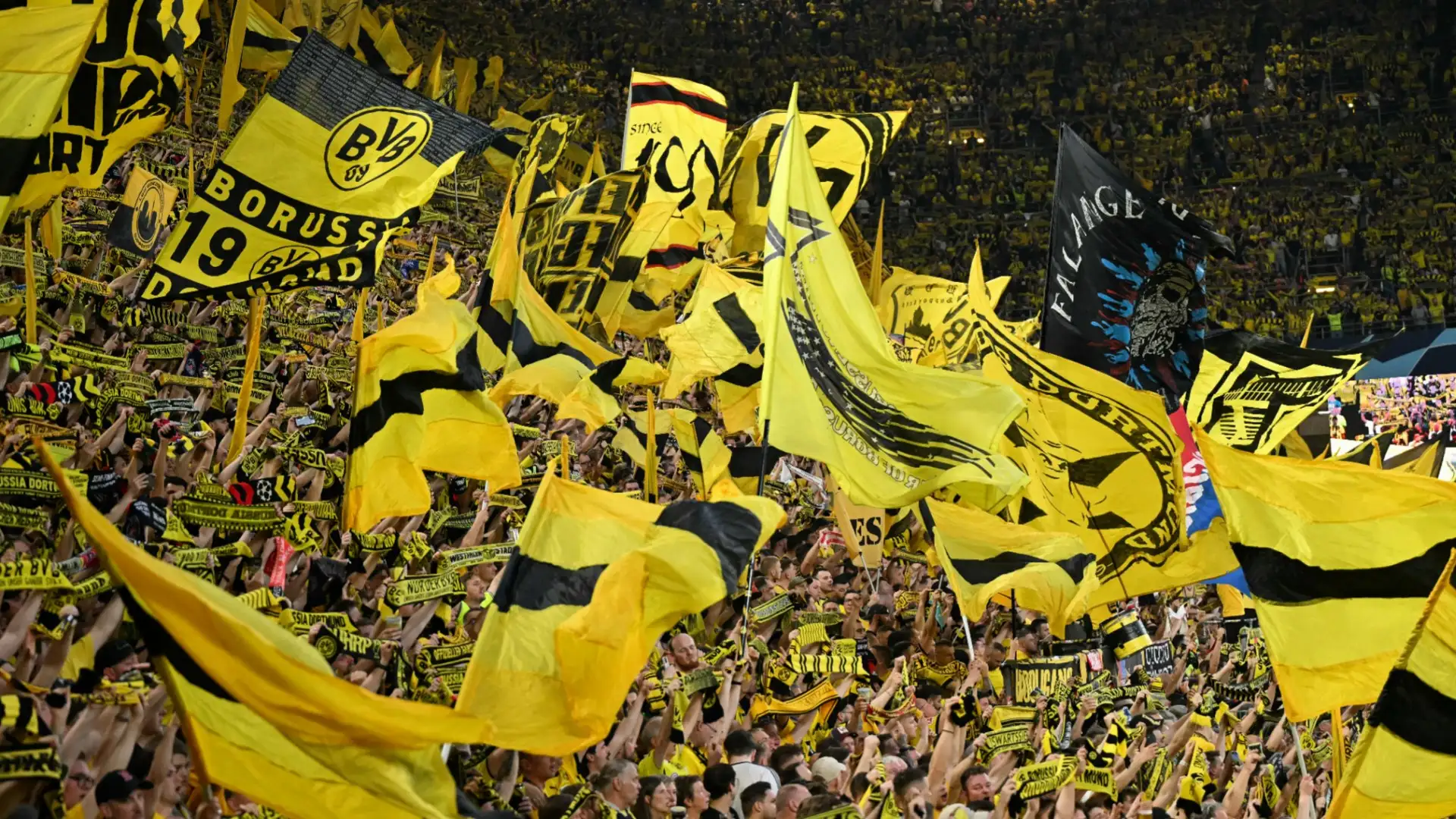 Borussia Dortmund flags..