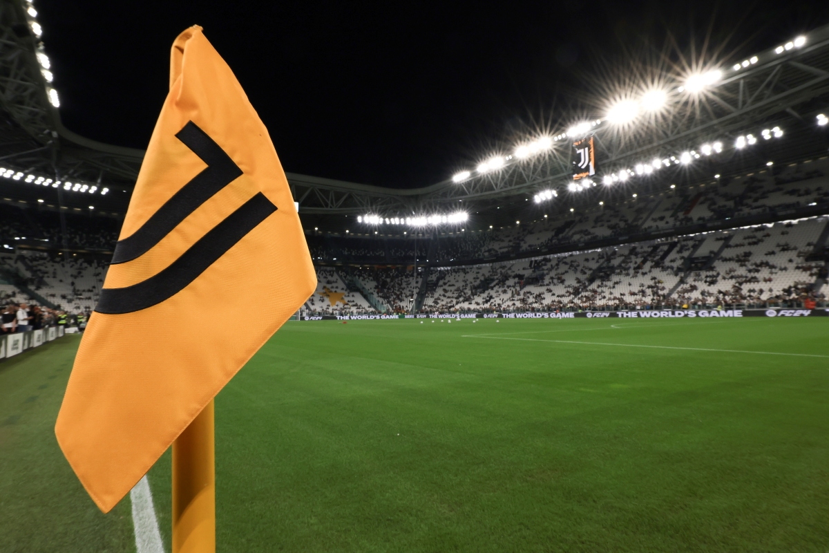 A corner flag at Juventus' Allianz Stadium.