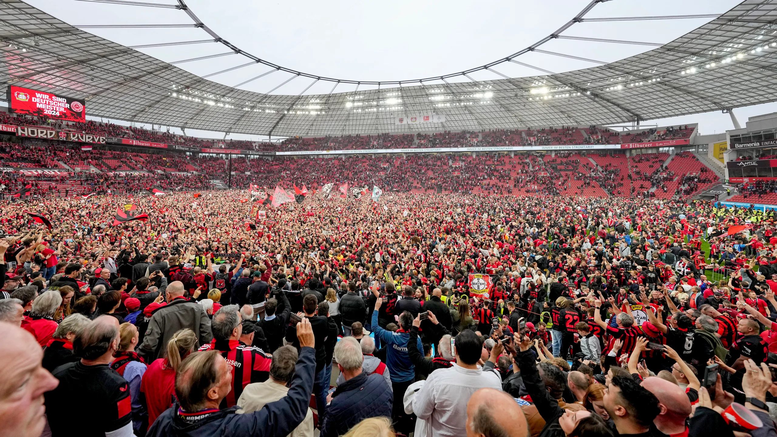 Bayer Leverkusen title celebrations...