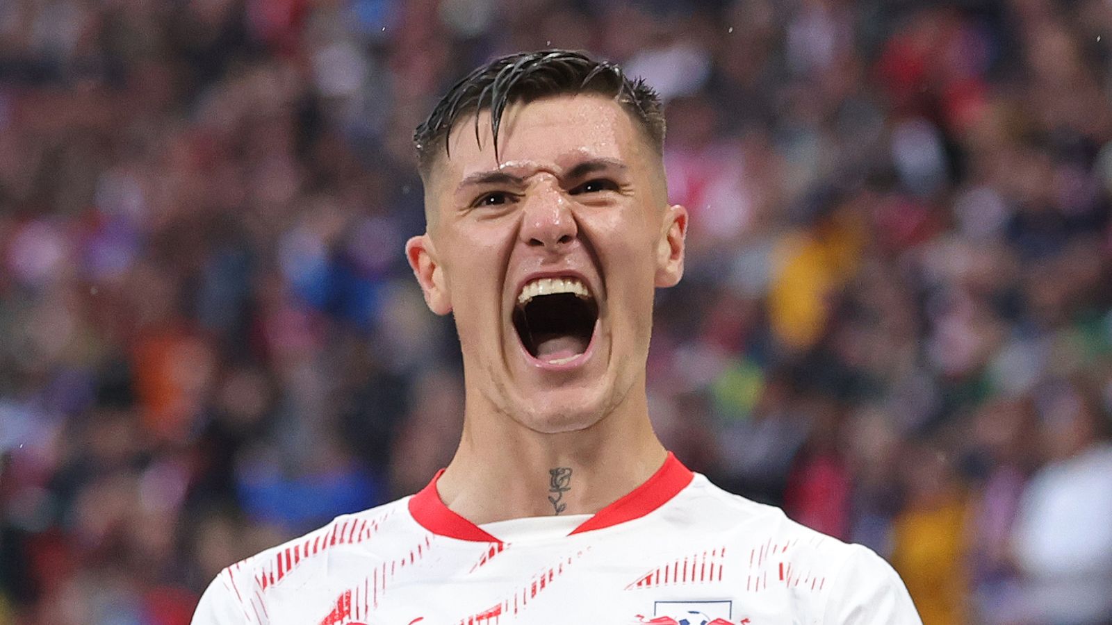 Benjamin Sesko in action for RB Leipzig...