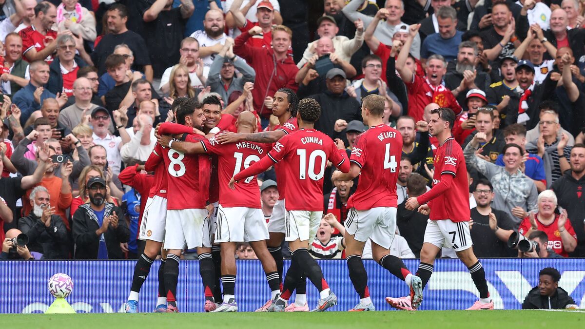 Manchester United celebrate during their 3-2 Premier League win over Burnley.
