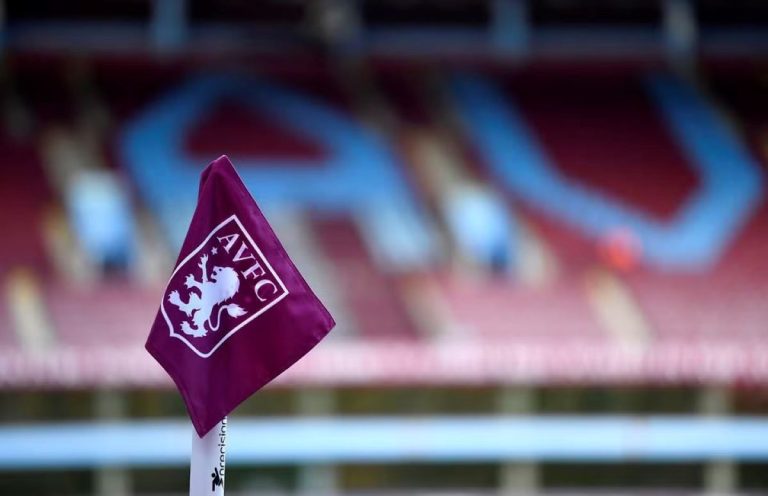A picture of a corner flag at Aston Villa's Villa Park Stadium.