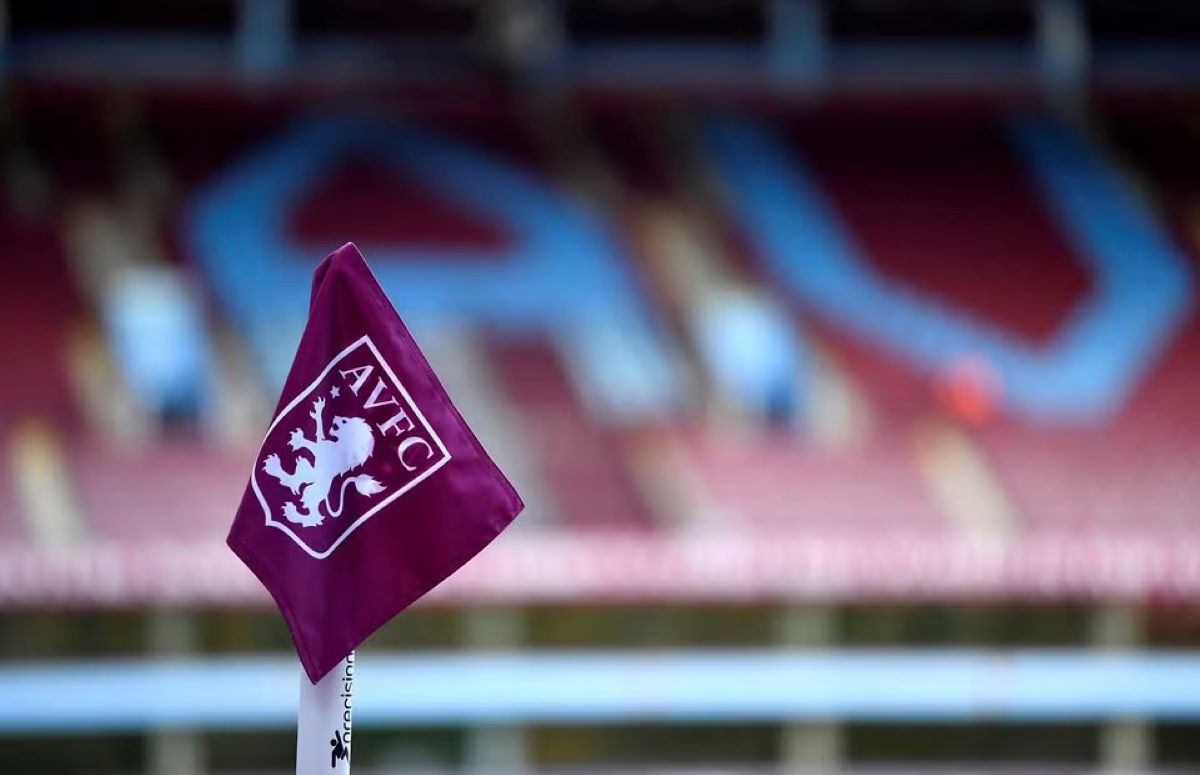 A picture of a corner flag at Aston Villa's Villa Park Stadium.