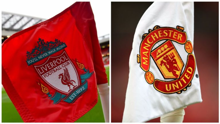 Liverpool and Manchester United flags