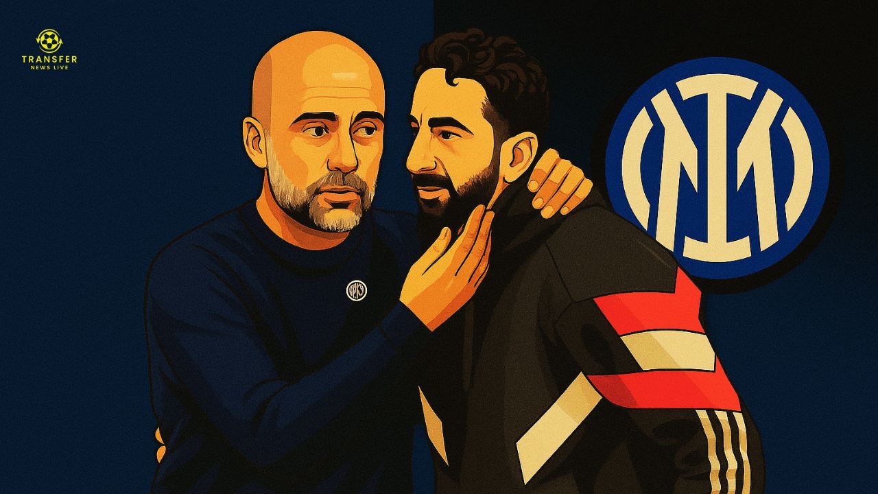 Pep Guardiola, Ruben Amorim, Inter Milan logo