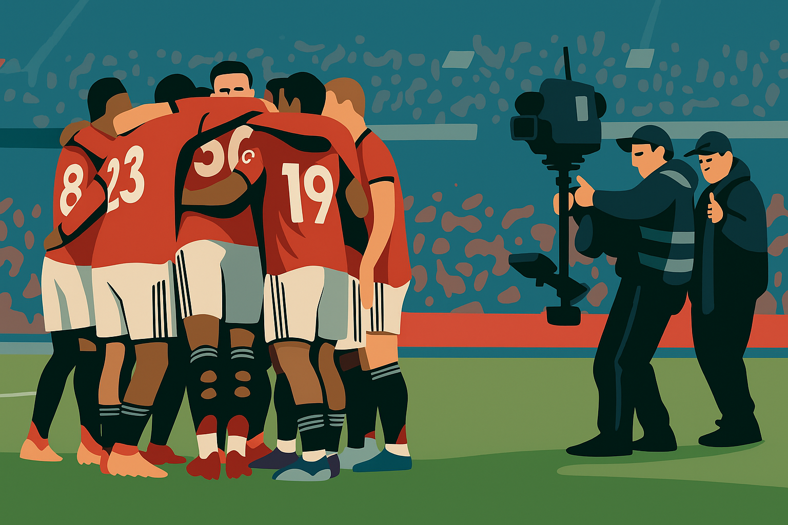 A picture of Manchester United players celebrating during their Premier League victory against Sunderland in October 2025.
