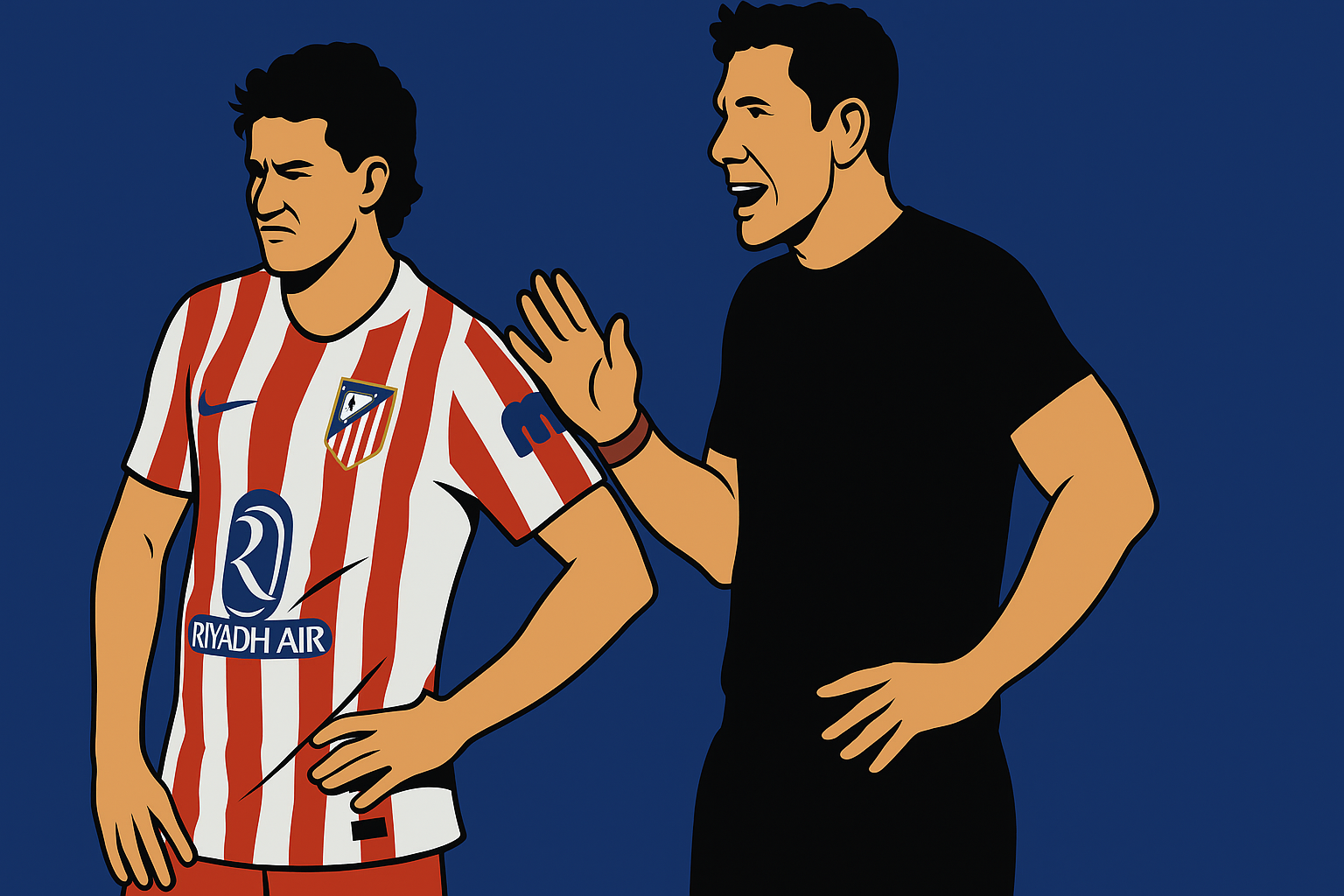 A picture of Atlético Madrid forward Julián Alvarez and manager Diego Simeone