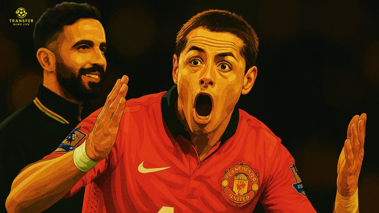 Chicharito with Ruben Amorim in the background