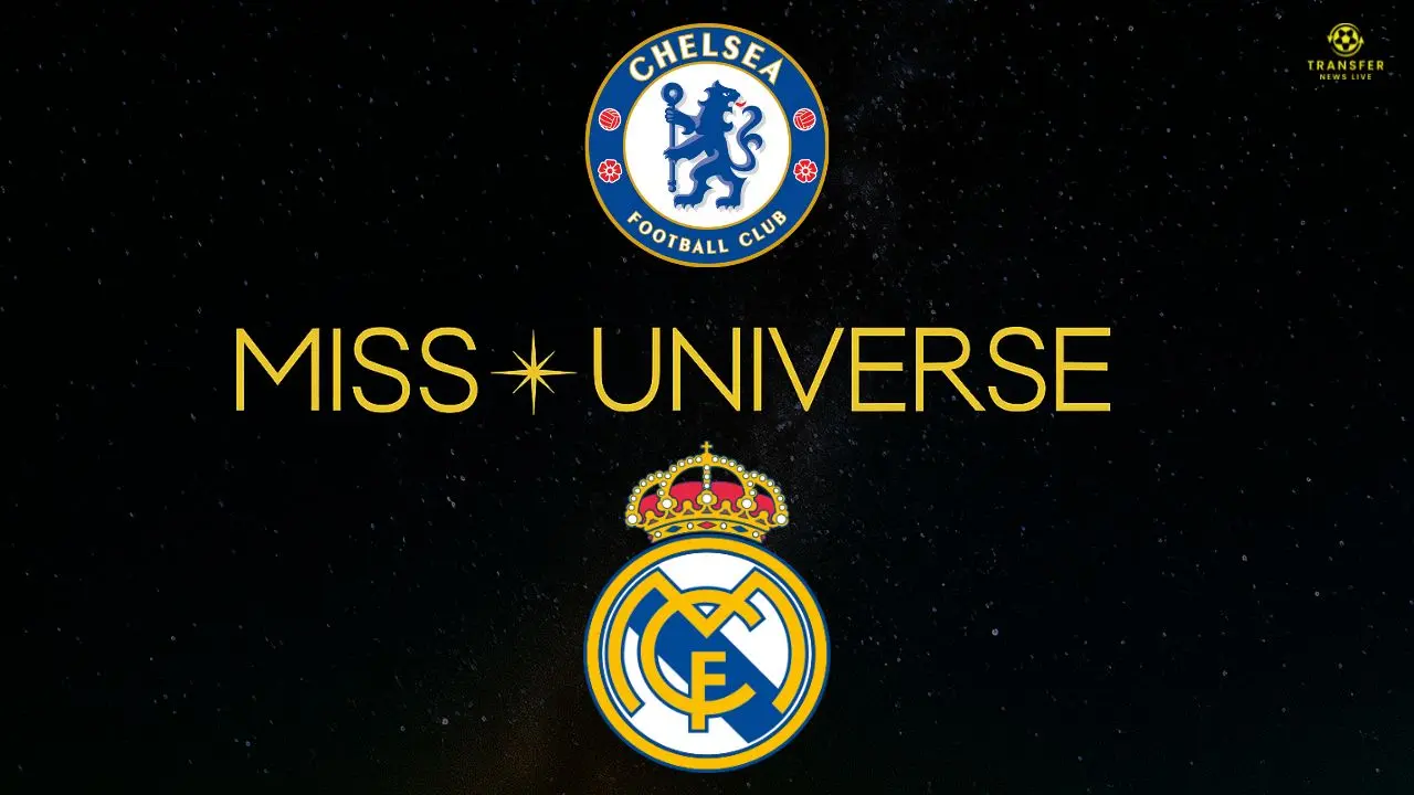 Miss Universe, Chelsea, and Real Madrid logo