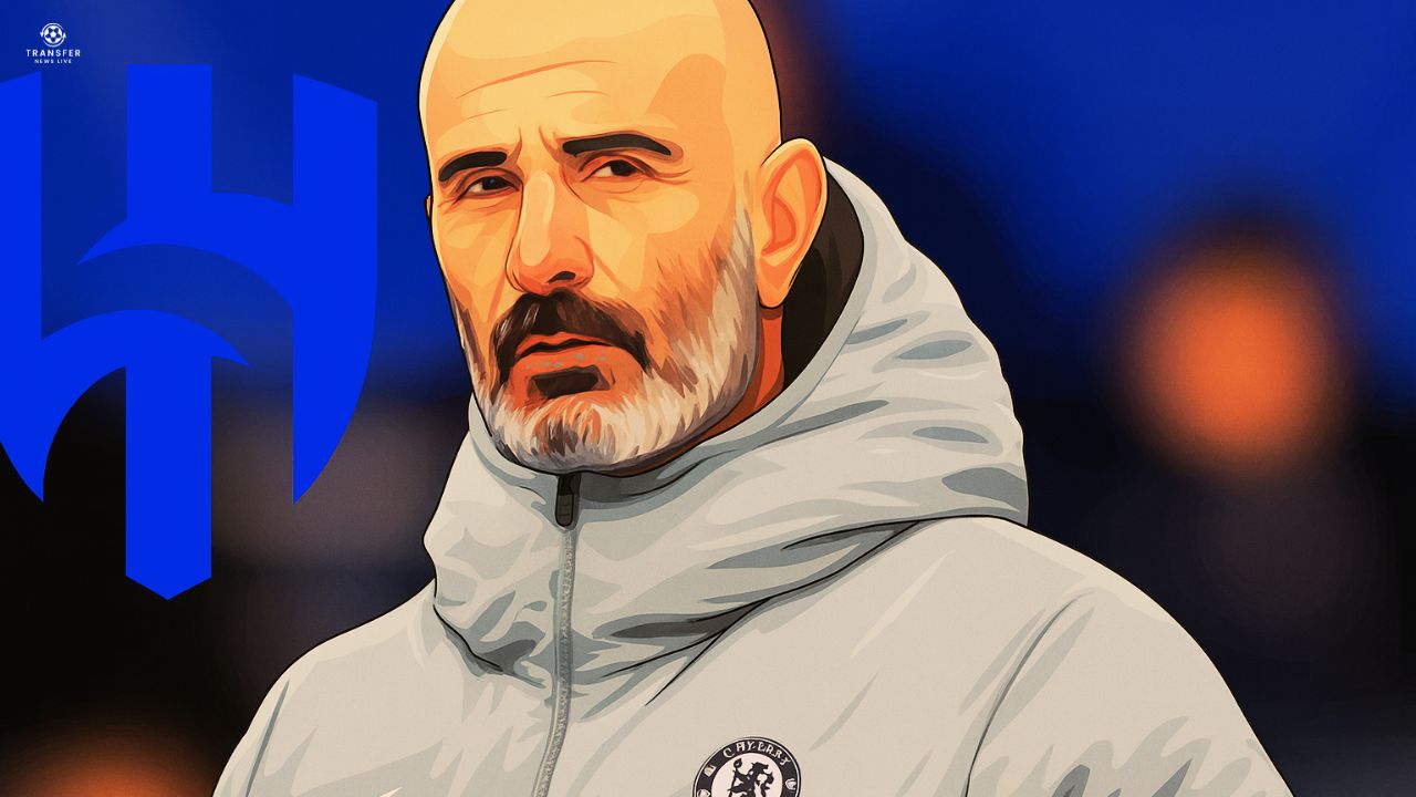 Vectorized image of Enzo Maresca with Al-Hilal logo