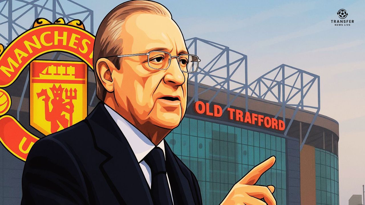 Vectorized image of Florentino Perez, Manchester United logo, Old Trafford