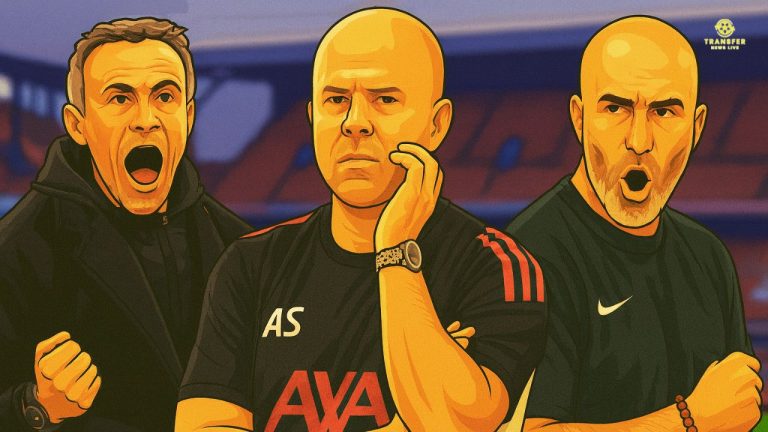 Vectorized image of Luis Enrique, Arne Slot, and Enzo Maresca