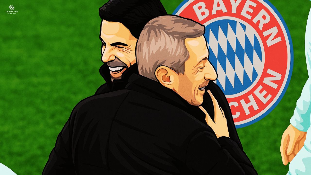 Vectorized image of Mikel Arteta and Andrea Berta with Bayern Munich logo
