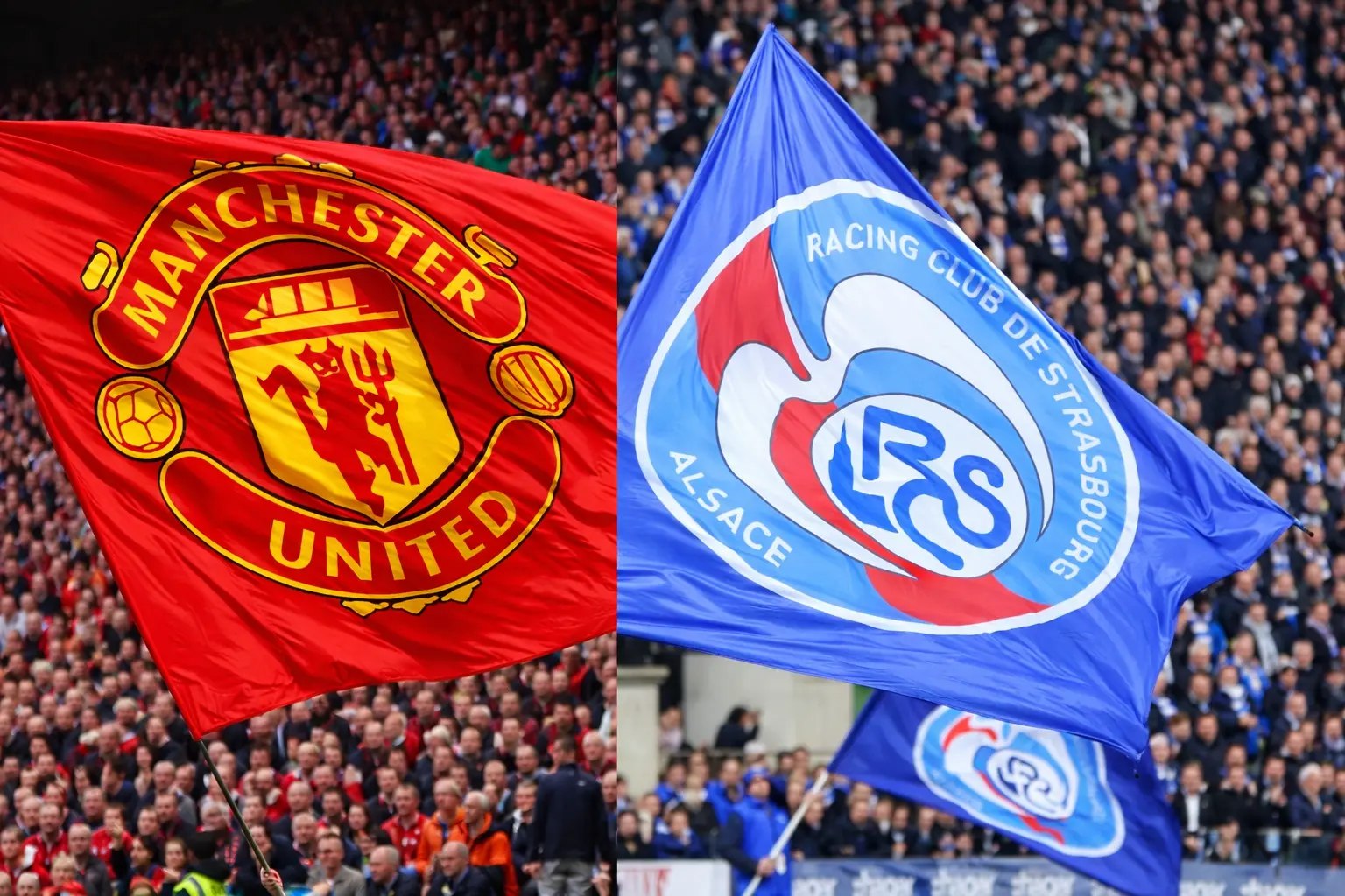 Manchester United and Strasbourg flag