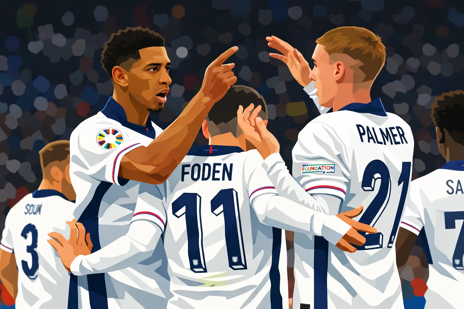 Jude Bellingahm, Phil Foden, Cole Palmer for England