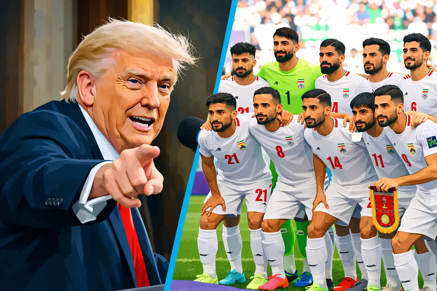 Trump and Iranian football team