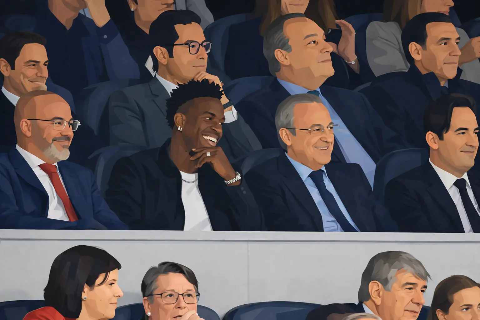 VIP stadium seating moment with Vinícius Júnior and Florentino Perez