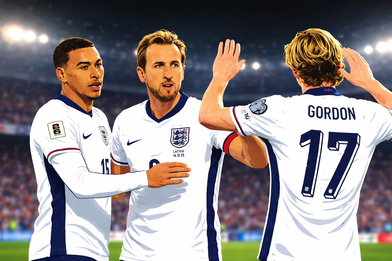 Morgan Rogers, Harry Kane, Anthony Gordon for England