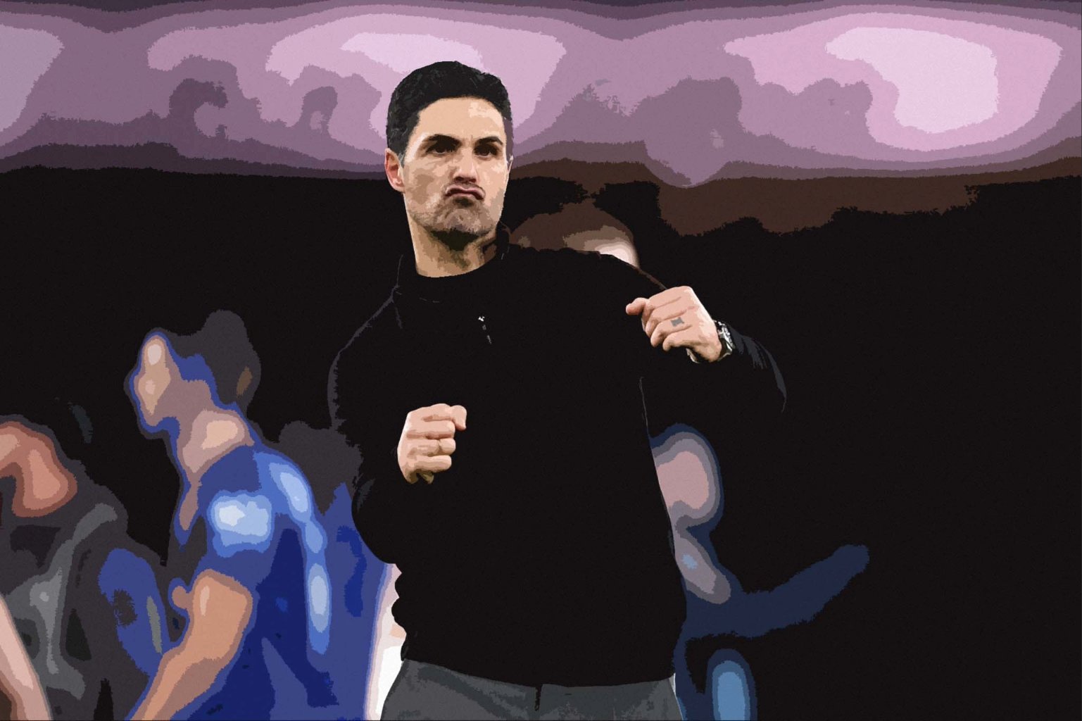 Mikel Arteta celebrating.