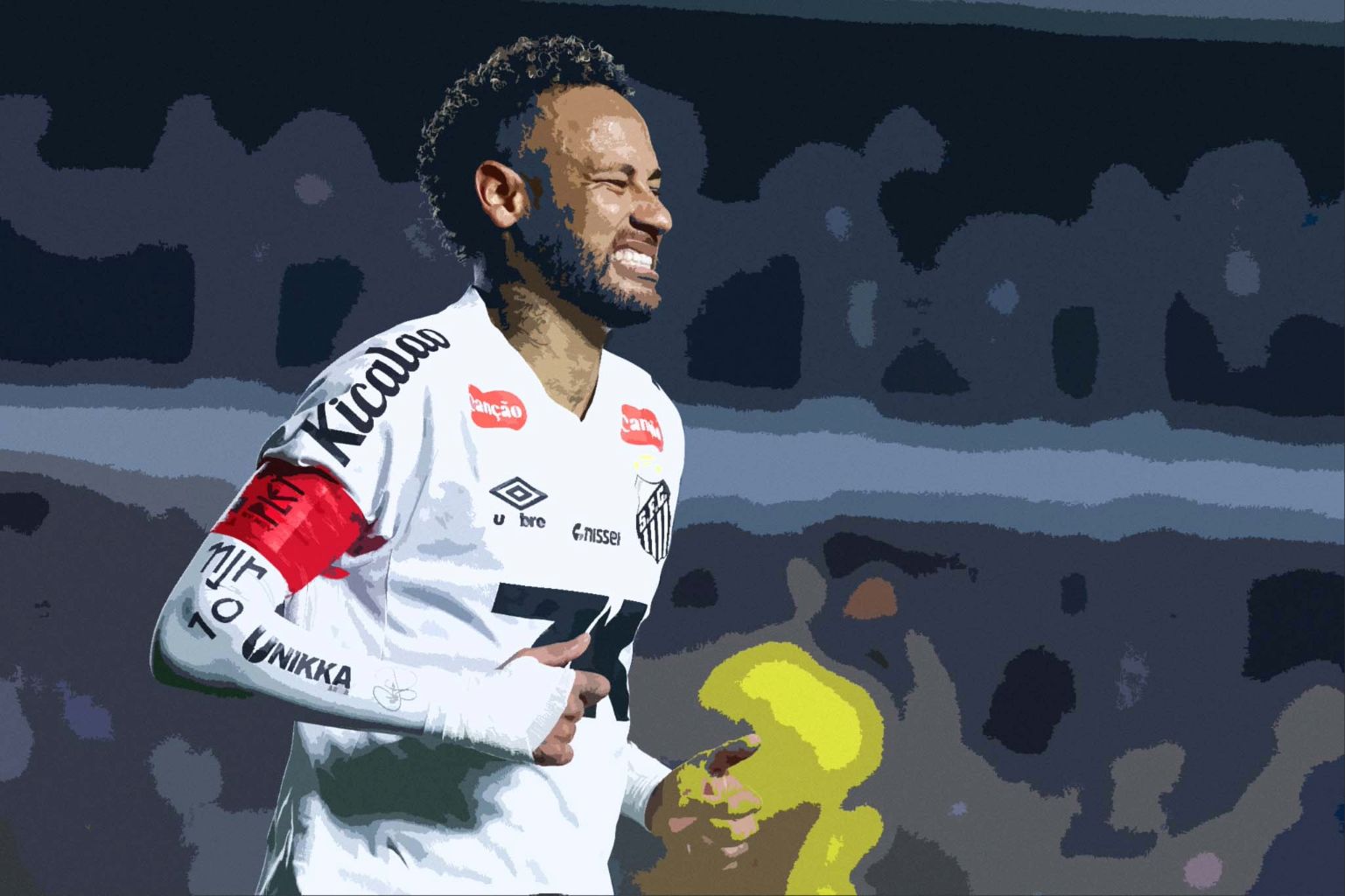 Neymar reacts during a Santos match.