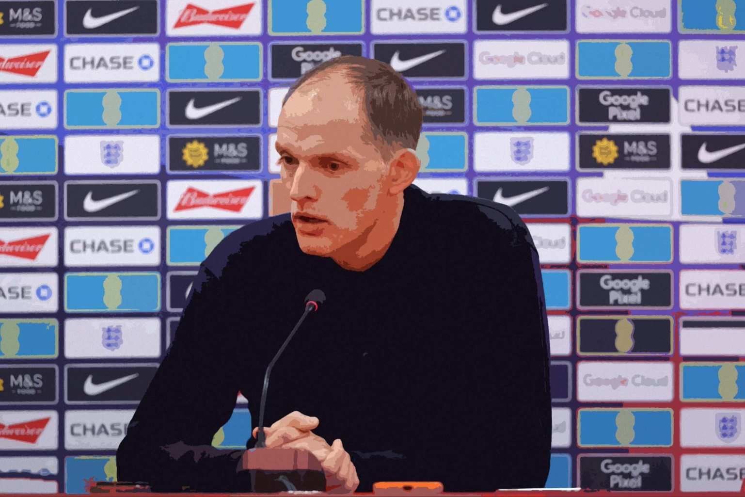 Thomas Tuchel at a press conference.