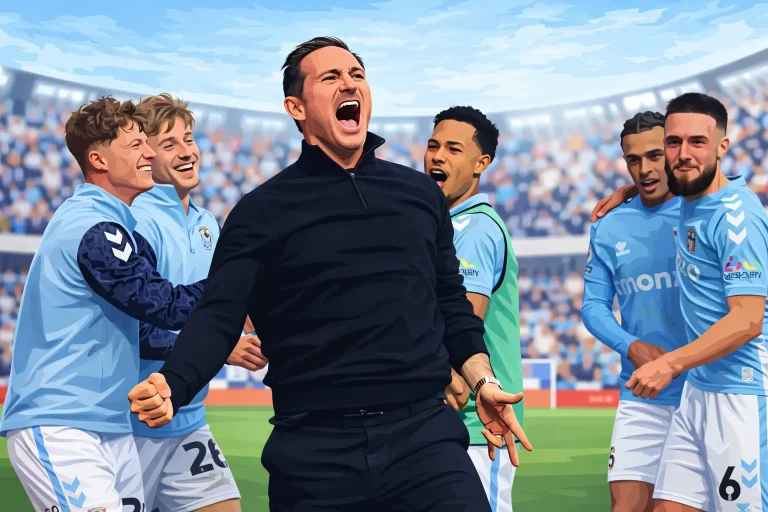 Frank Lampard celebrating with Coventry City players