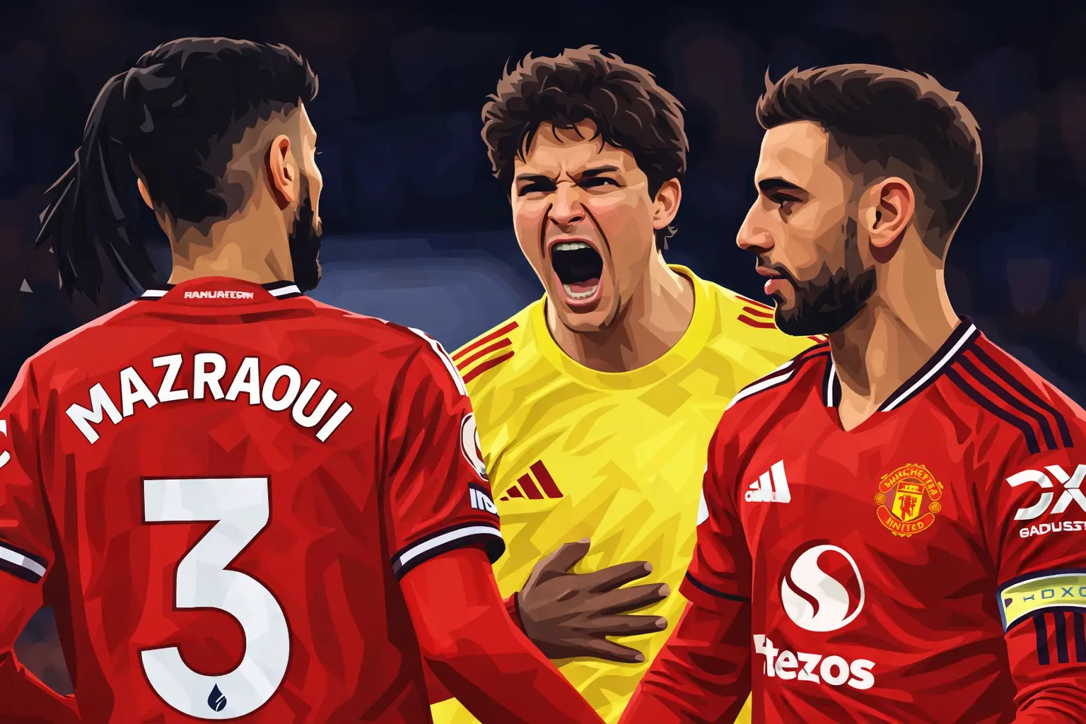 Noussair Mazraoui, Senne Lammens, Bruno Fernandes