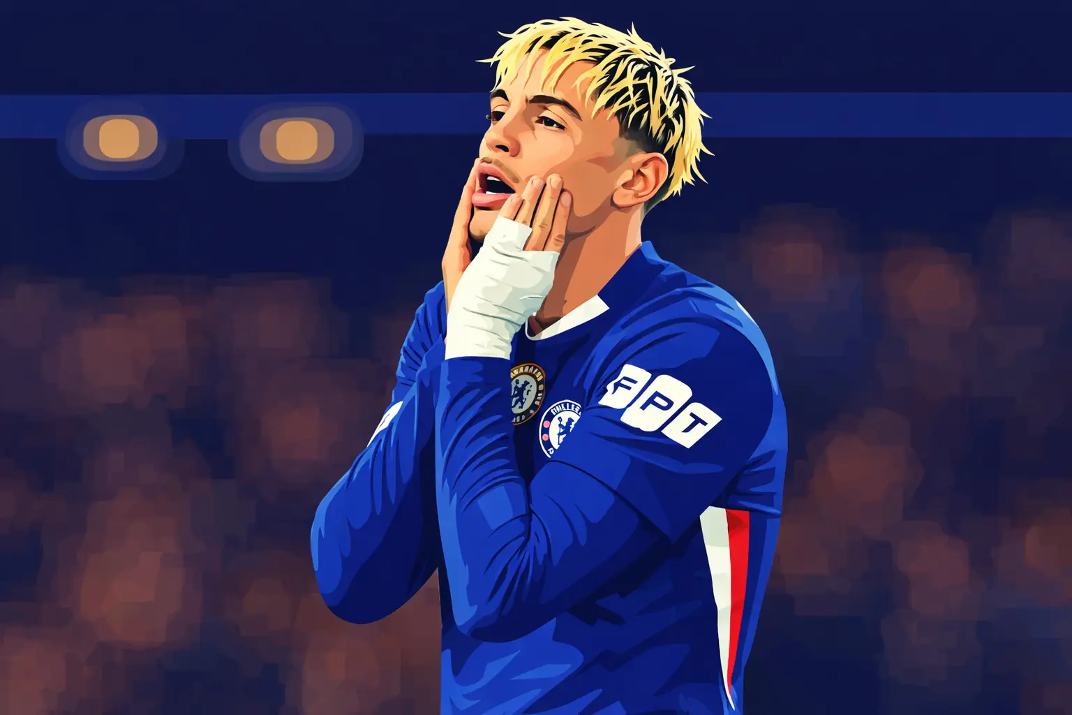 Alejandro Garnacho in disbelief during match