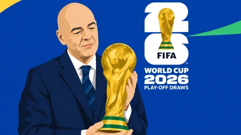 Gianni Infantino holding the World Cup
