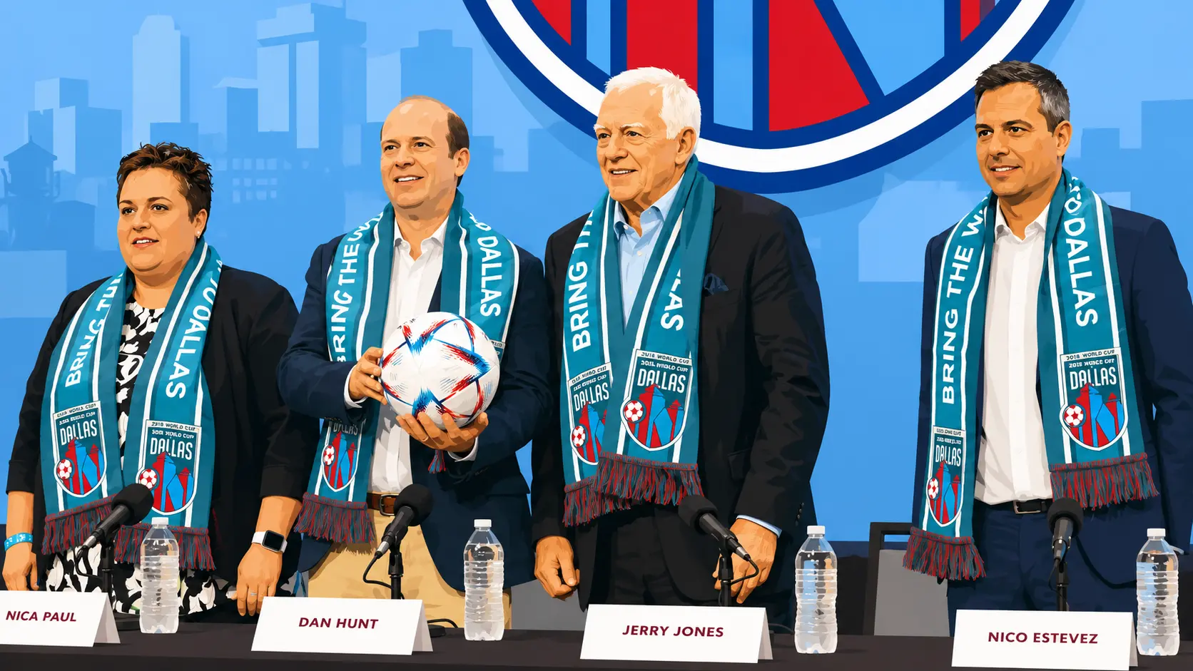 Monica Paul, Dan Hunt, Jerry Jones, Nico Estévez