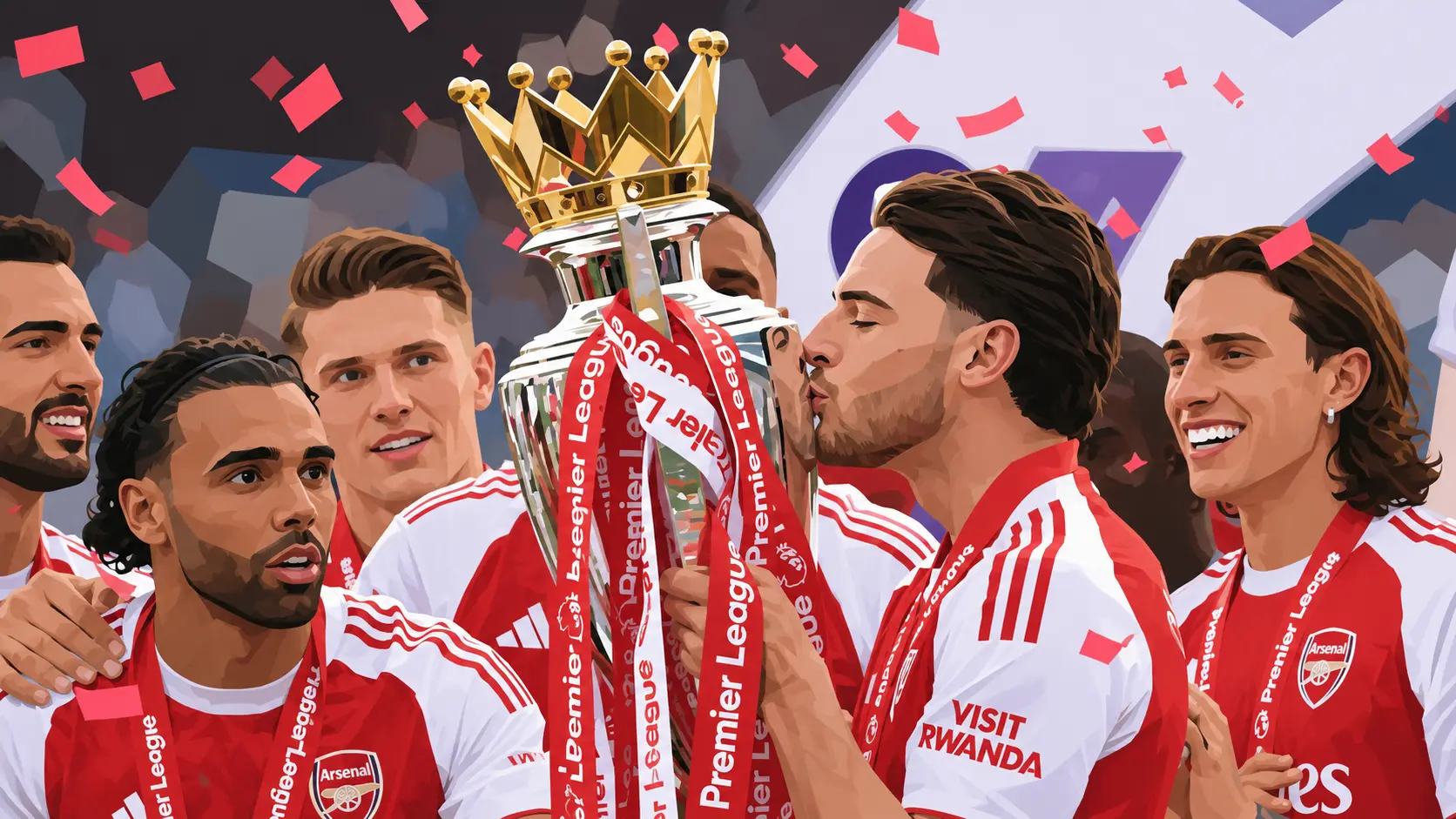 Declan Rice kissing the Premier League trophy