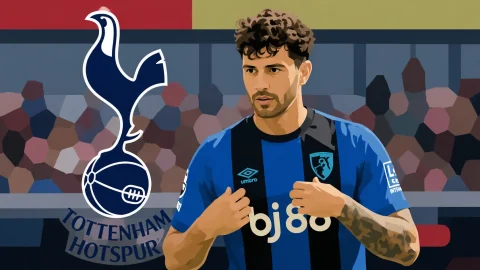 Marcos Senesi with Tottenham Hotspur logo