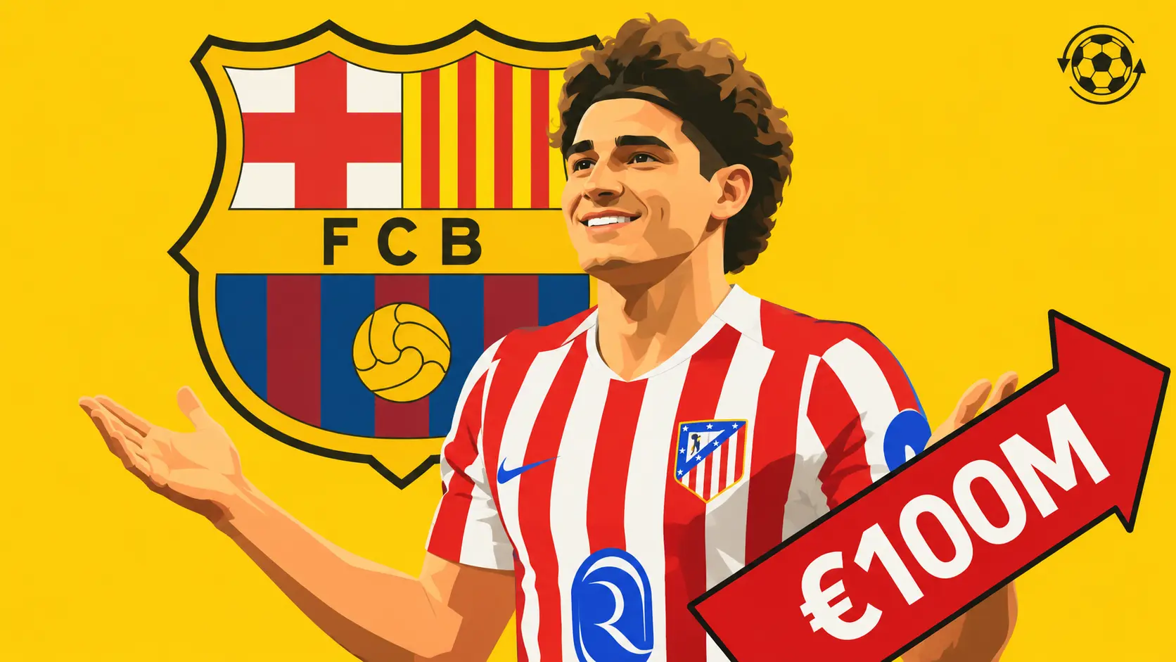 Julian Alvarez, Barcelona logo behind