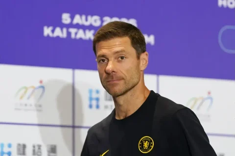Xabi Alonso, a coach of Chelsea Football Club at Pre-Match press conference at Kai Tan Stadium during the Hong Kong Football Festival 2026 in Hong Kong, August 4, 2026. NEXPHER/Vernon Yuen